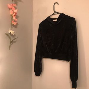 Velvet cropped hoodie